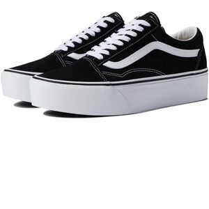 Vans Women's Classic Black and White Platform Sneakers